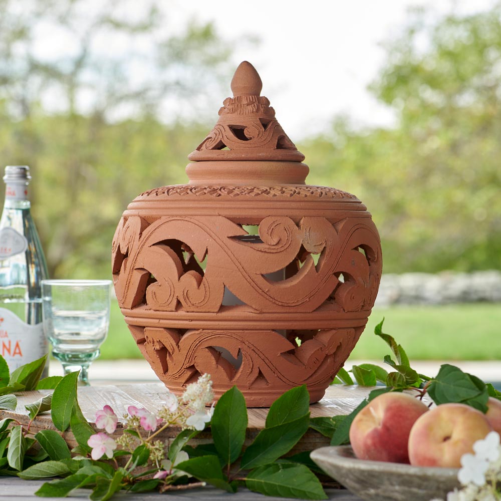 Thai Terracotta Openwork Lantern – White Flower Farm