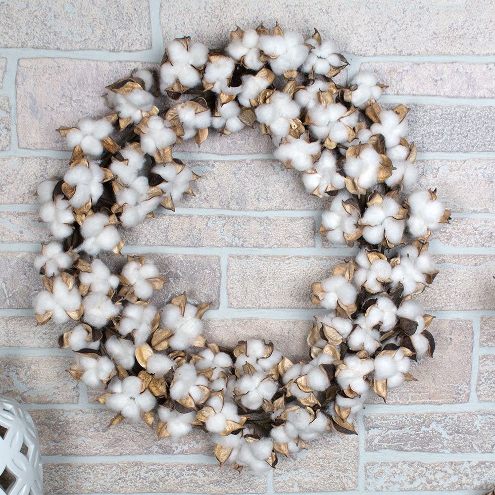 Cotton Seedpod Wreath & Garland White Flower Farm
