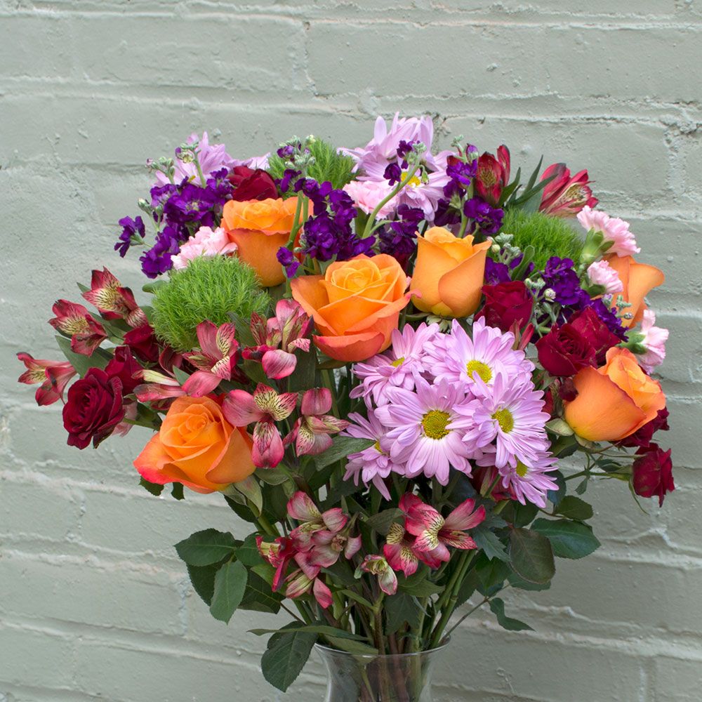 Burst of Happiness Bouquet with Vase White Flower Farm