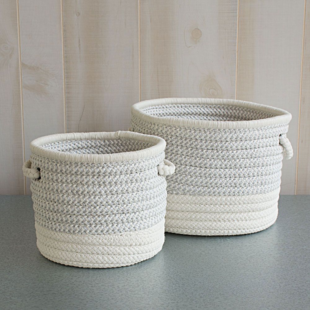 Gray & White Rope Basket White Flower Farm