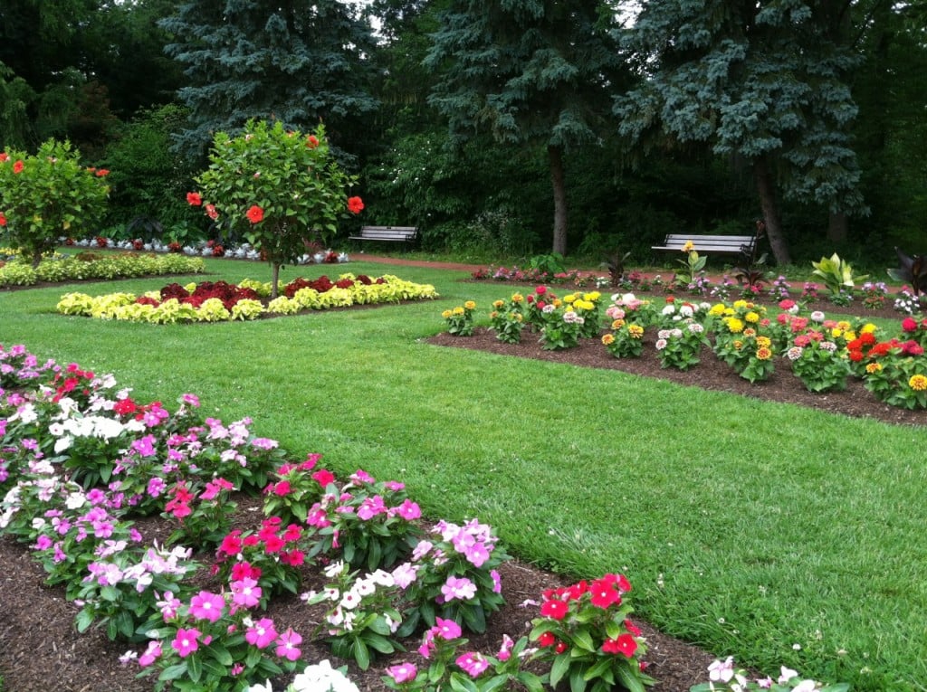 7. The planting style in the Annual Garden is very formal with colorful beds of annuals planted with regime