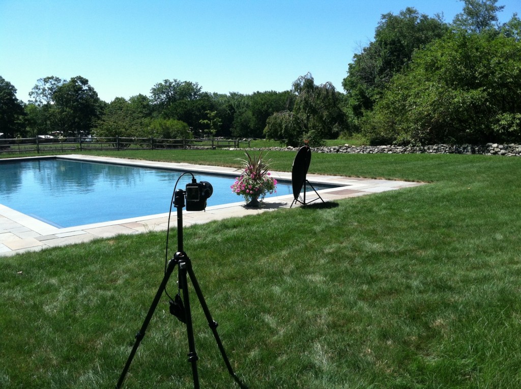 1. annual collections photography_poolside with reflector and tripod