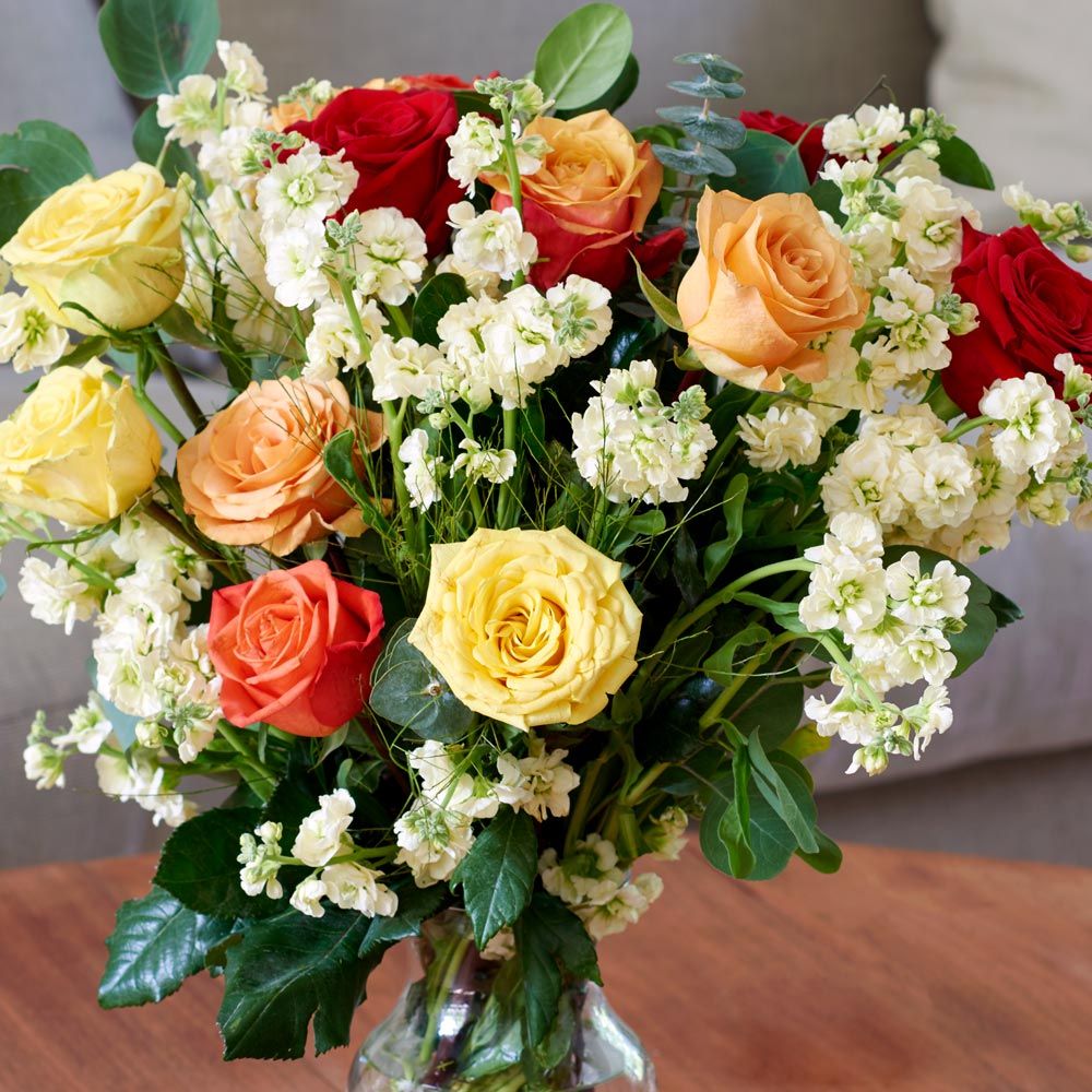 Sunset Colors Bouquet with Vase