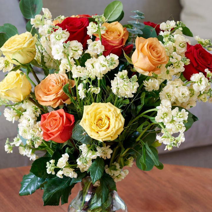 Sunset Colors Bouquet with Vase
