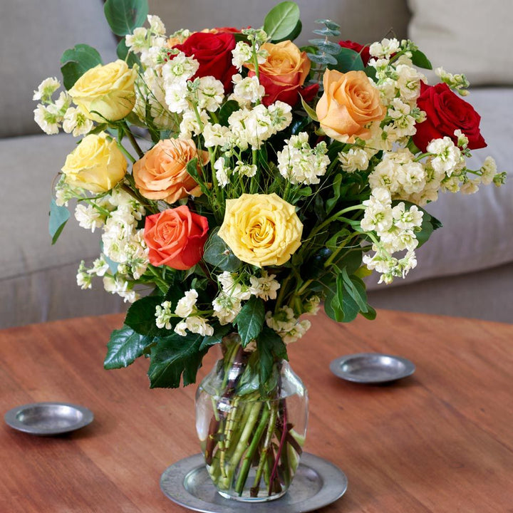 Sunset Colors Bouquet with Vase