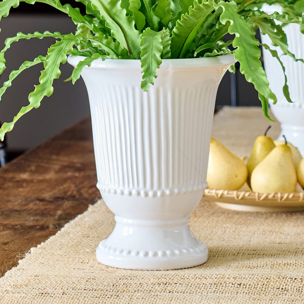 White Beaded Urn