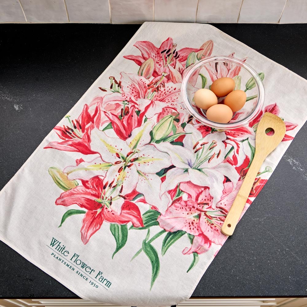 WFF Vintage Lilies Tea Towel