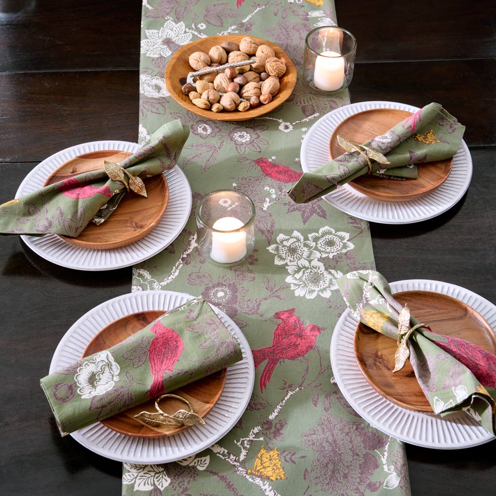 Autumn Greens Toile Runner