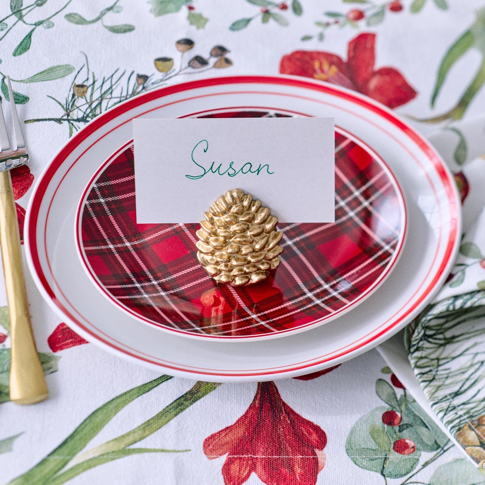Golden Pine Cone Place-Card Holders, Set of 4