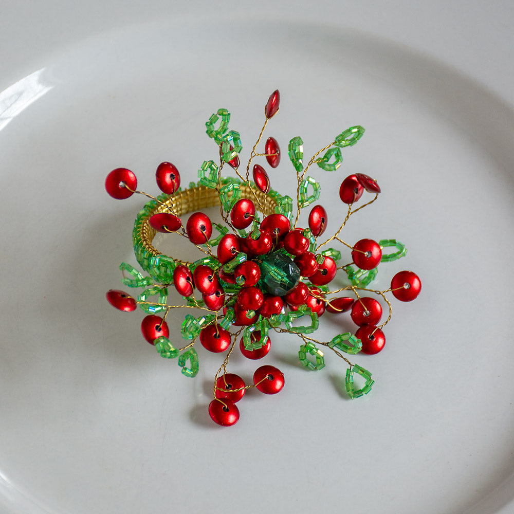 Holiday Berries Napkin Rings, Set of 4