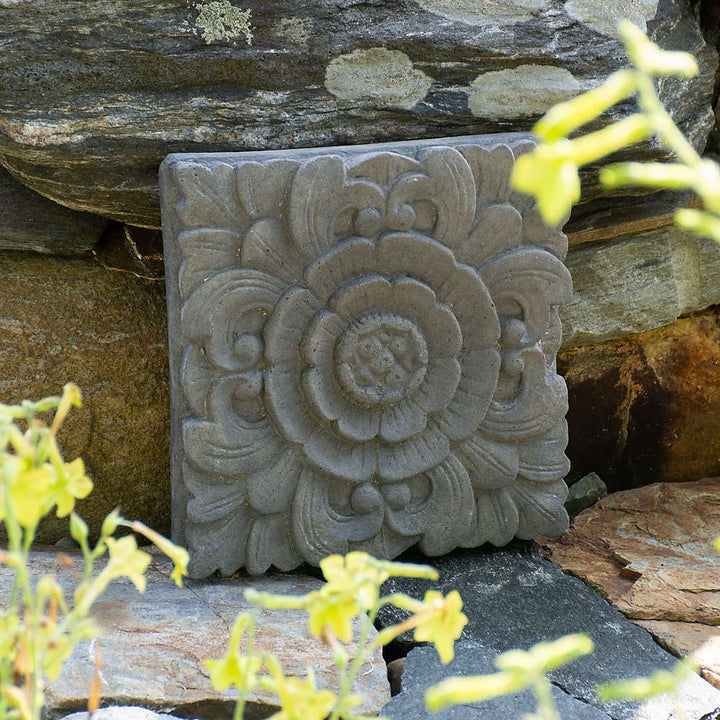 Cast Stone Floral Plaque, English Lead