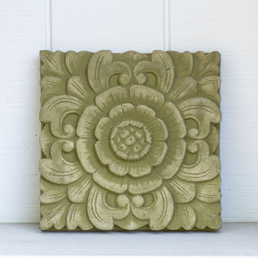 Cast Stone Floral Plaque, English Moss