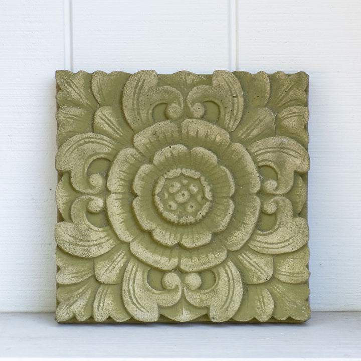 Cast Stone Floral Plaque, English Moss