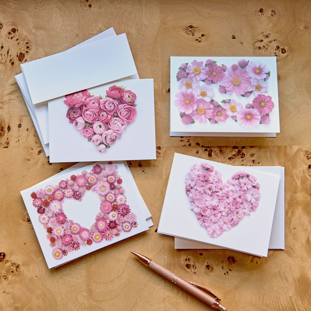 Heart Floral Note Card Set