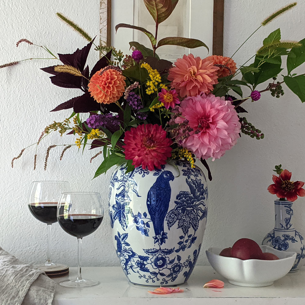 Chinoiserie Parrot Vase