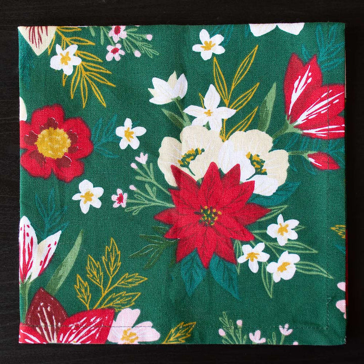 Amaryllis Napkins in Green, Set of 4