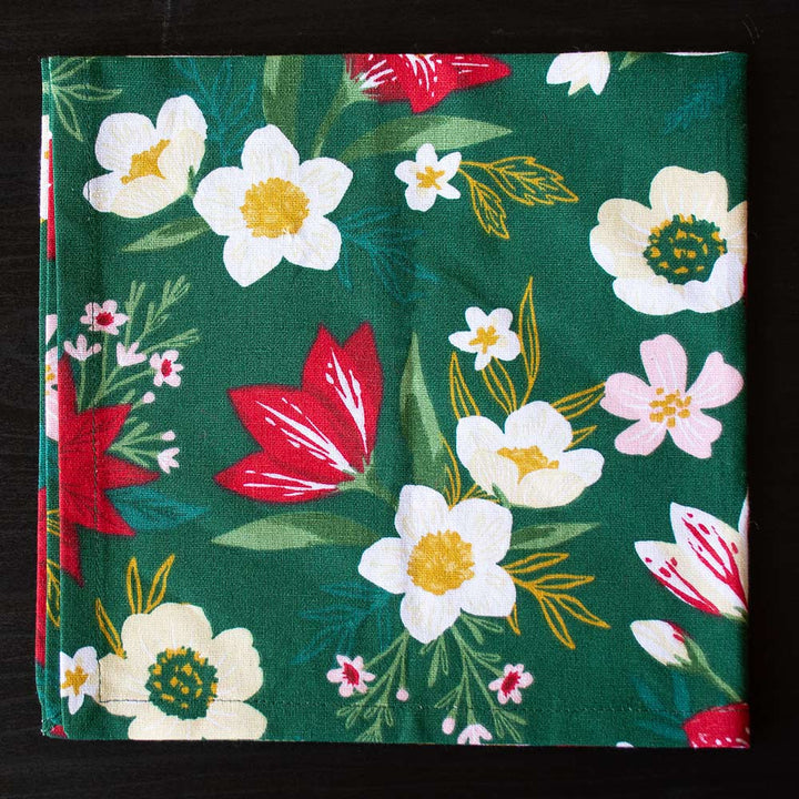 Amaryllis Napkins in Green, Set of 4