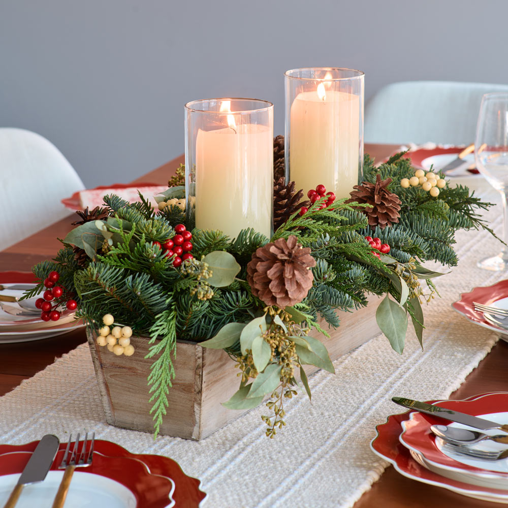 Berries & Greens Long Centerpiece