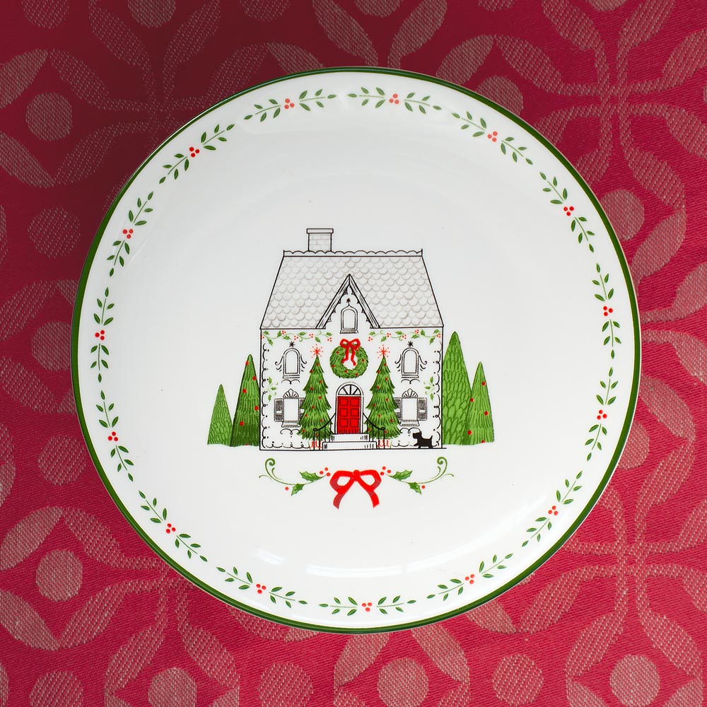 Holiday House Plates, Set of 4