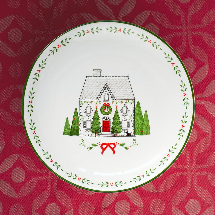 Holiday House Plates, Set of 4