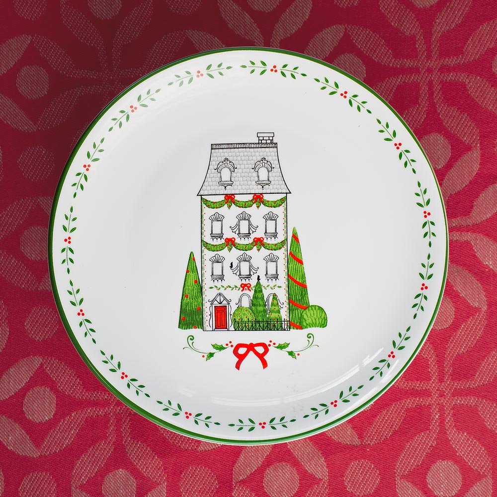 Holiday House Plates, Set of 4