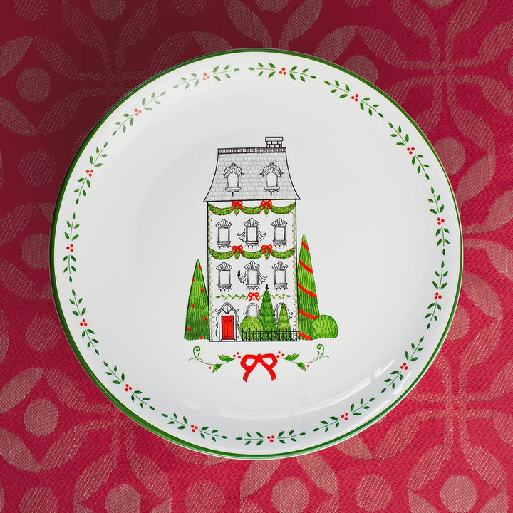 Holiday House Plates, Set of 4