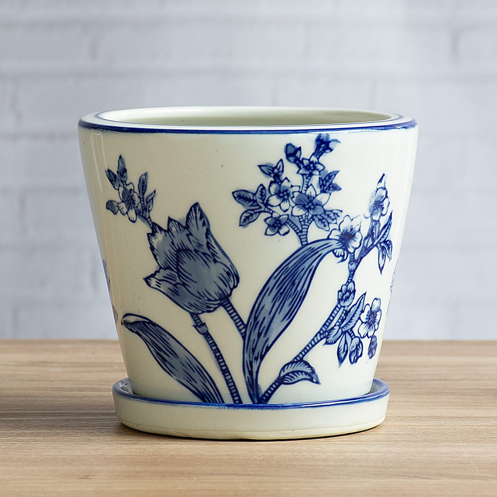 Blue Floral Cachepot