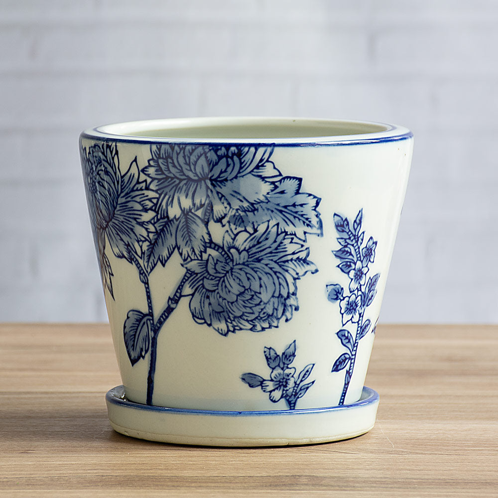 Blue Floral Cachepot