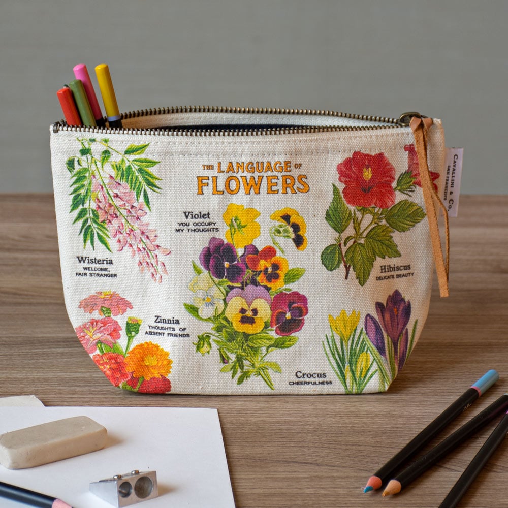 Language of Flowers Cotton Canvas Pouch
