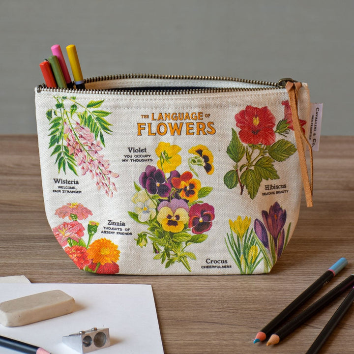 Language of Flowers Cotton Canvas Pouch