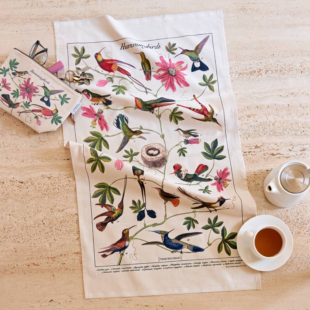 Hummingbirds & Blooms Cotton Tea Towel
