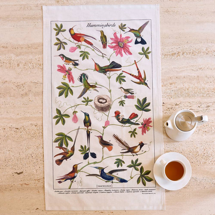 Hummingbirds & Blooms Cotton Tea Towel