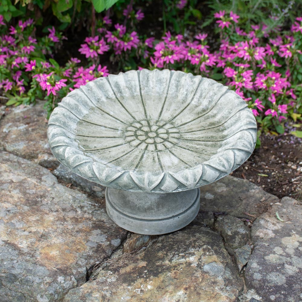 Lotus Tabletop Birdbath, Alpine Stone