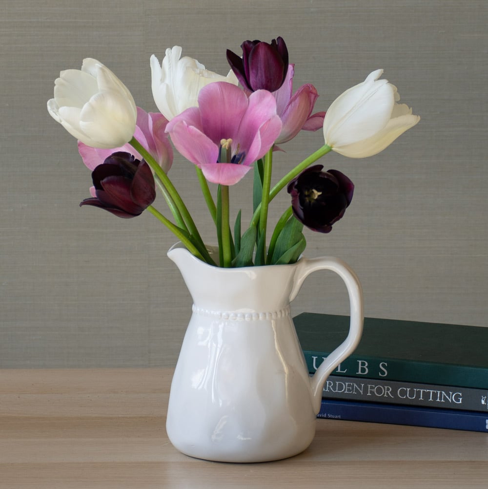 White Beaded Neck Pitcher