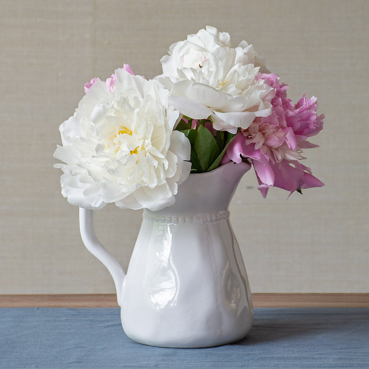 White Beaded Neck Pitcher