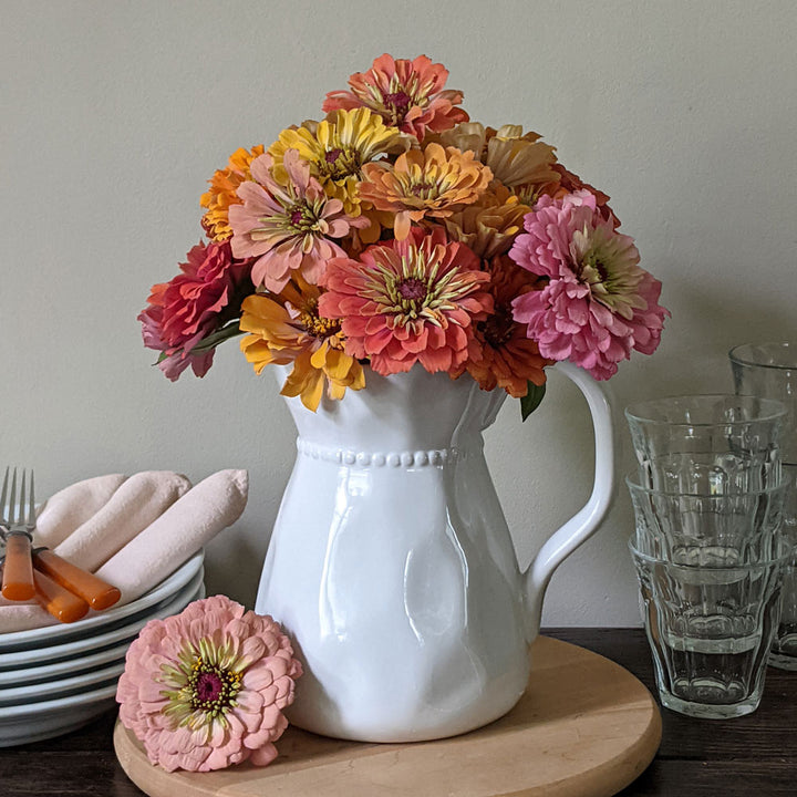 White Beaded Neck Pitcher