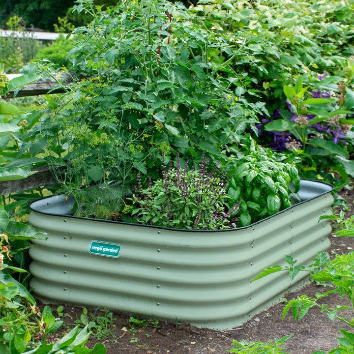 6-in-1 Modular Metal Raised Garden Bed Kit, Olive Green