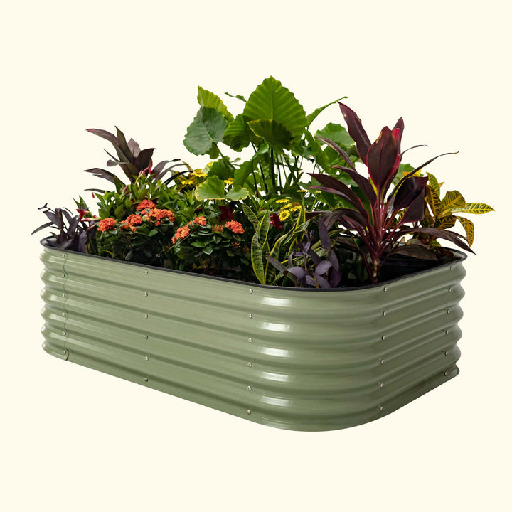6-in-1 Modular Metal Raised Garden Bed Kit, Olive Green