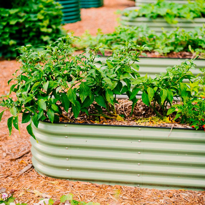 6-in-1 Modular Metal Raised Garden Bed Kit, Olive Green