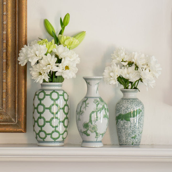 Imperial Bud Vase Trio, Green & White