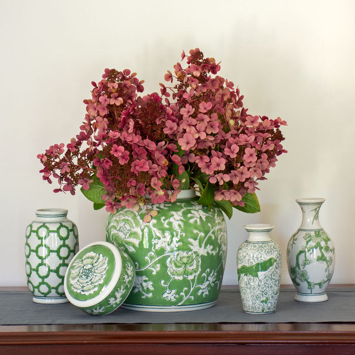 Imperial Bud Vase Trio, Green & White