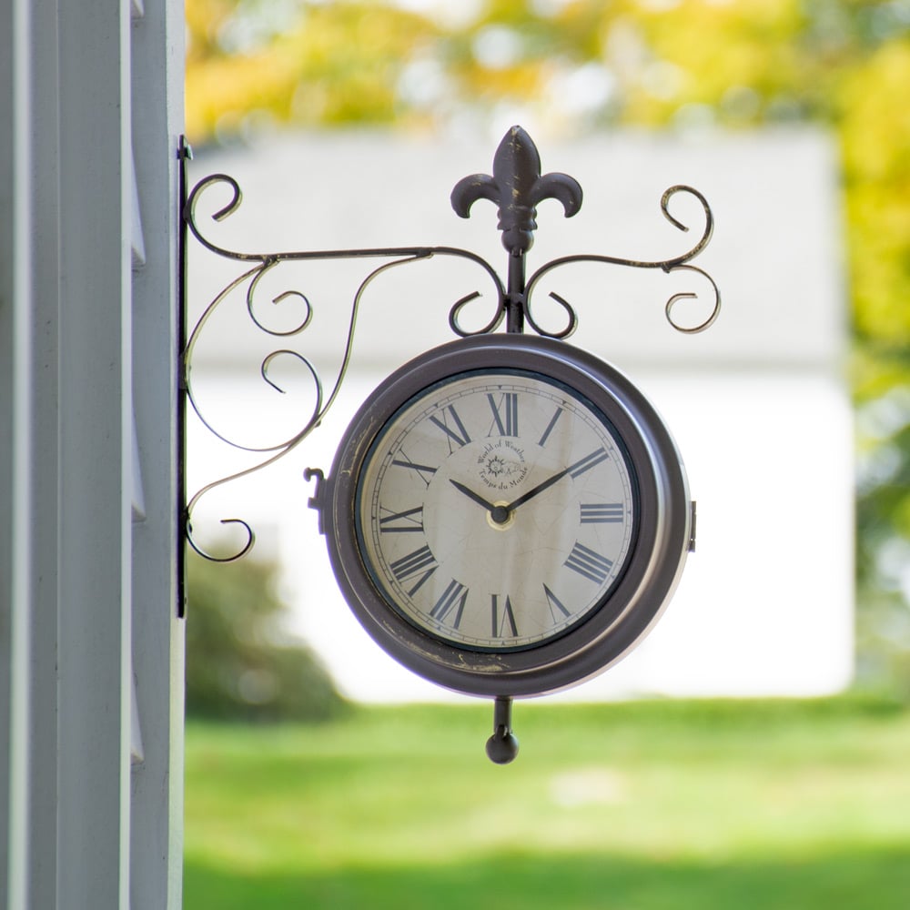 Iron Outdoor Clock - Thermometer