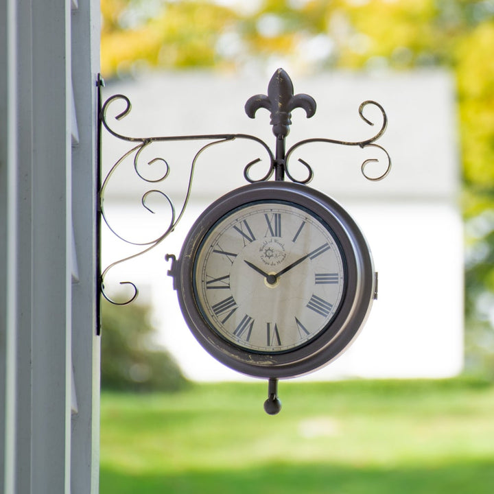 Iron Outdoor Clock - Thermometer