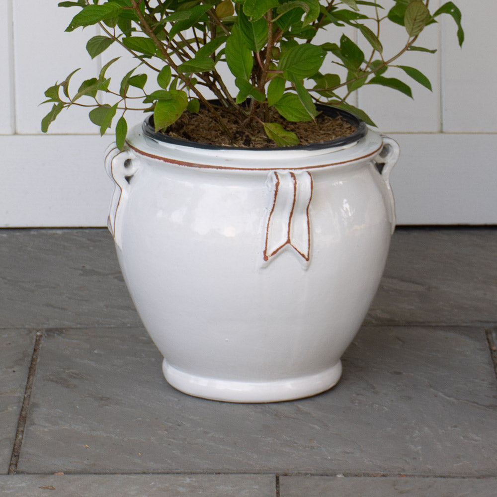 Round Handle Planter, Antique White