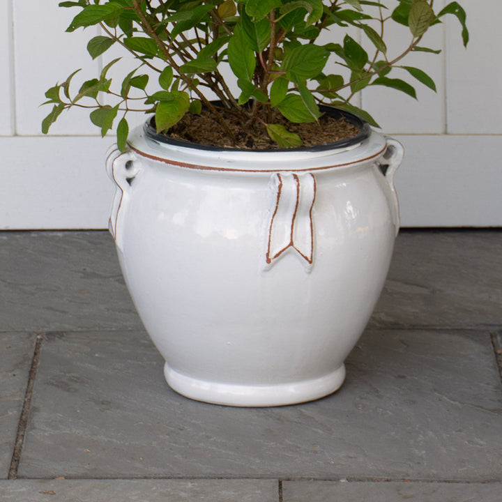 Round Handle Planter, Antique White