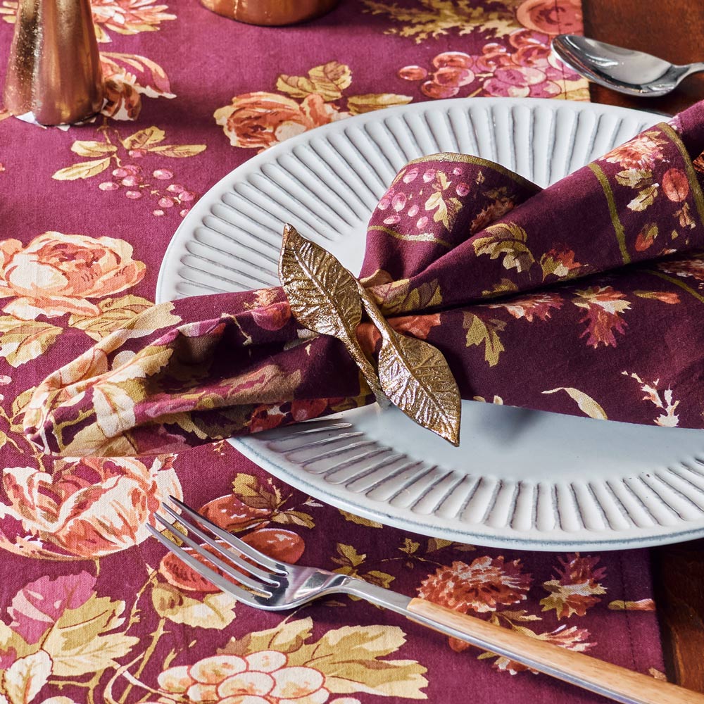 Golden Leaves Napkin Rings, Set of 4