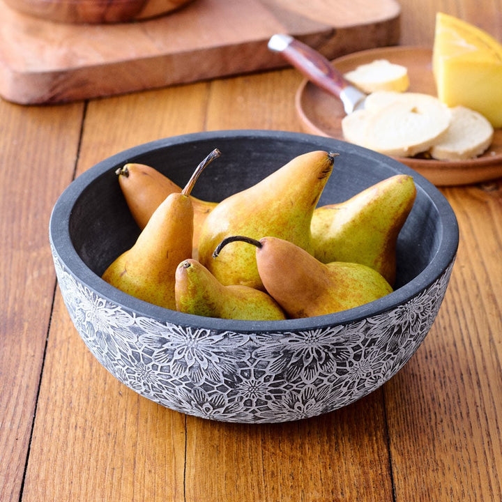 Etched Chrysanthemum Ceramic Bowl
