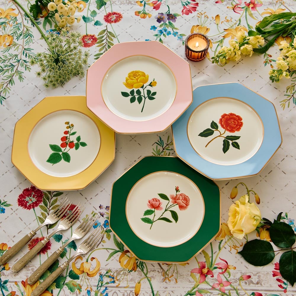 Rose & Berry Dessert Plates, Set of 4