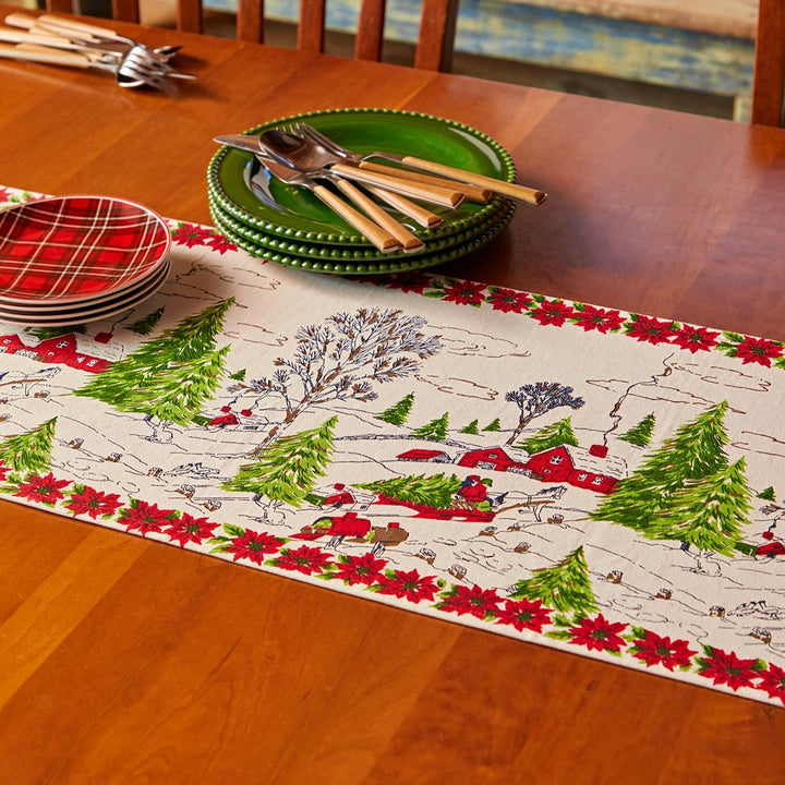 Yuletide & Poinsettia Table Runner