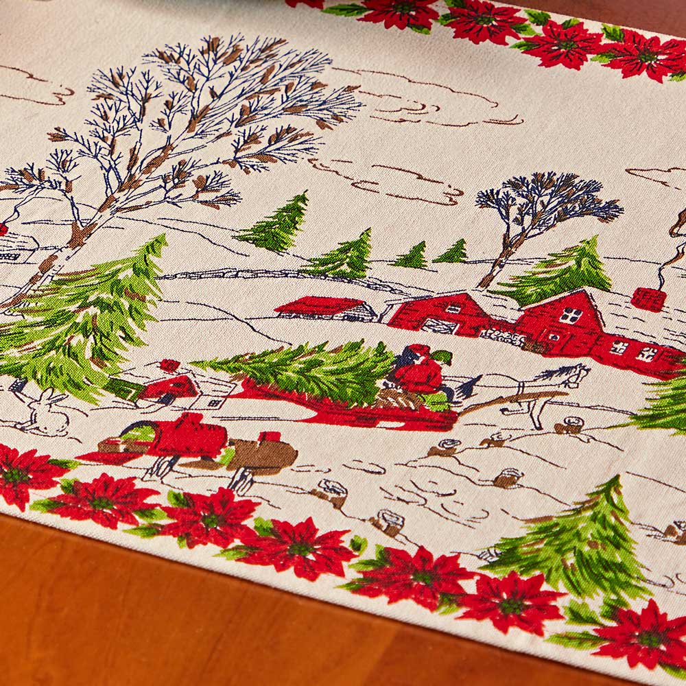 Yuletide & Poinsettia Table Runner